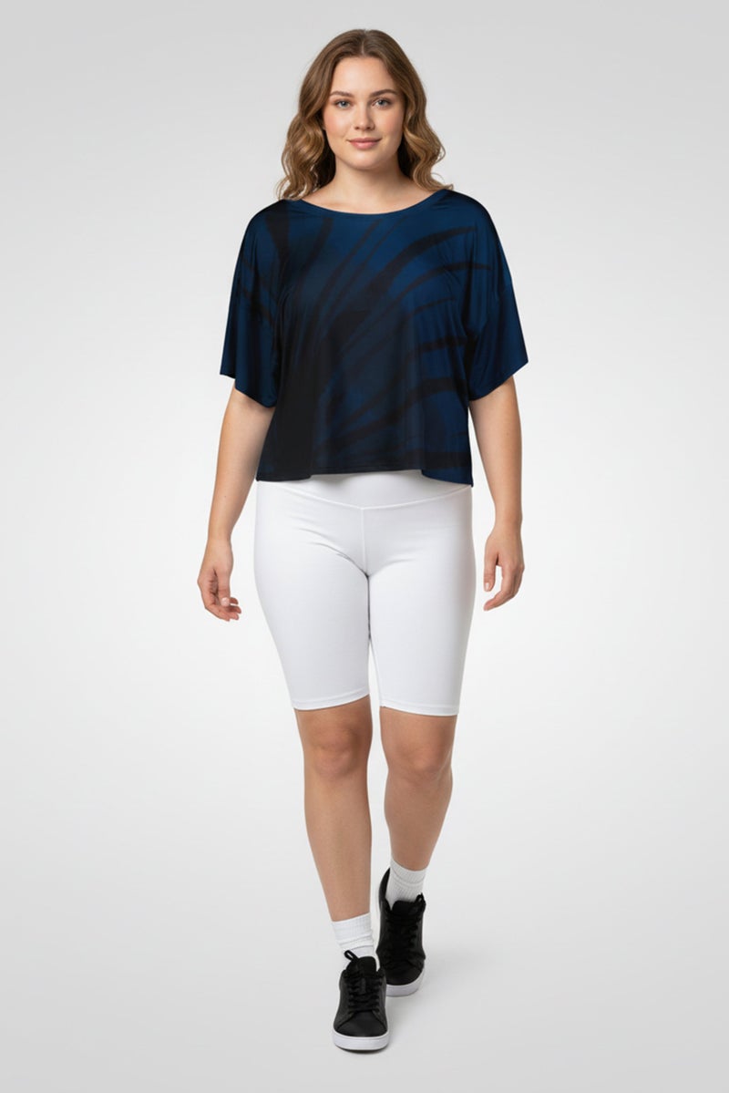 Adidas Women Plus Size Short Sleeve Training Top, Navy Blue - Image 1